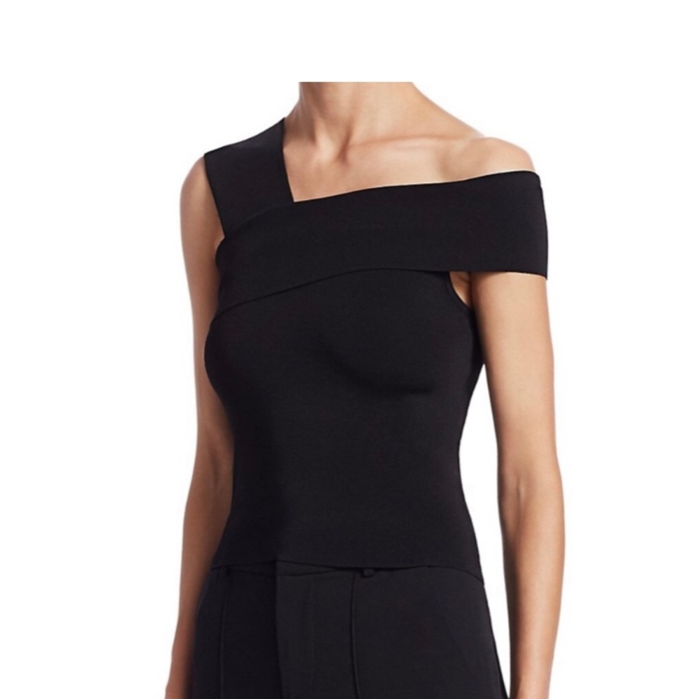 Alice & Olivia Black One Off-shoulder Crop Top Size Small